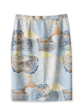 Devernois Paris Abstract Pastel Basketweave Midi Pencil Skirt Blue US 14